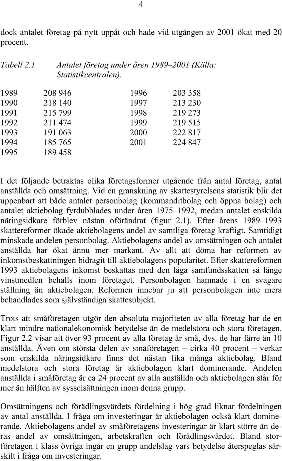 företagsformer utgående från antal företag, antal anställda och omsättning.