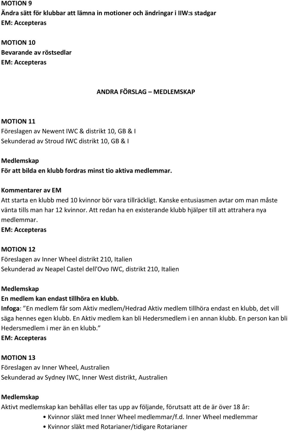 Kanske entusiasmen avtar om man måste vänta tills man har 12 kvinnor. Att redan ha en existerande klubb hjälper till att attrahera nya medlemmar.