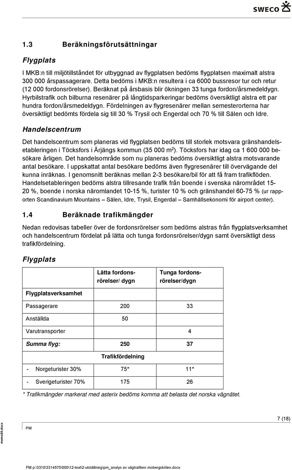 Hyrbilstrafik och bilburna resenärer på långtidsparkeringar bedöms översiktligt alstra ett par hundra fordon/årsmedeldygn.