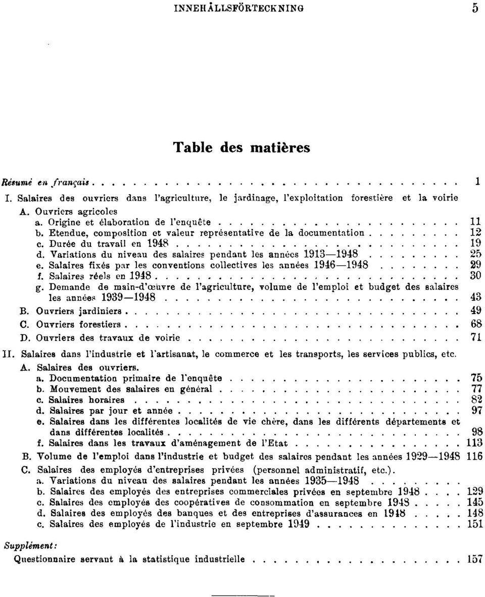 Variations du niveau des salaires pendant les années 1913 1948 25 e. Salaires fixés par les conventions collectives les années 1946 1948 29 f. Salaires réels en 1948 30 g.