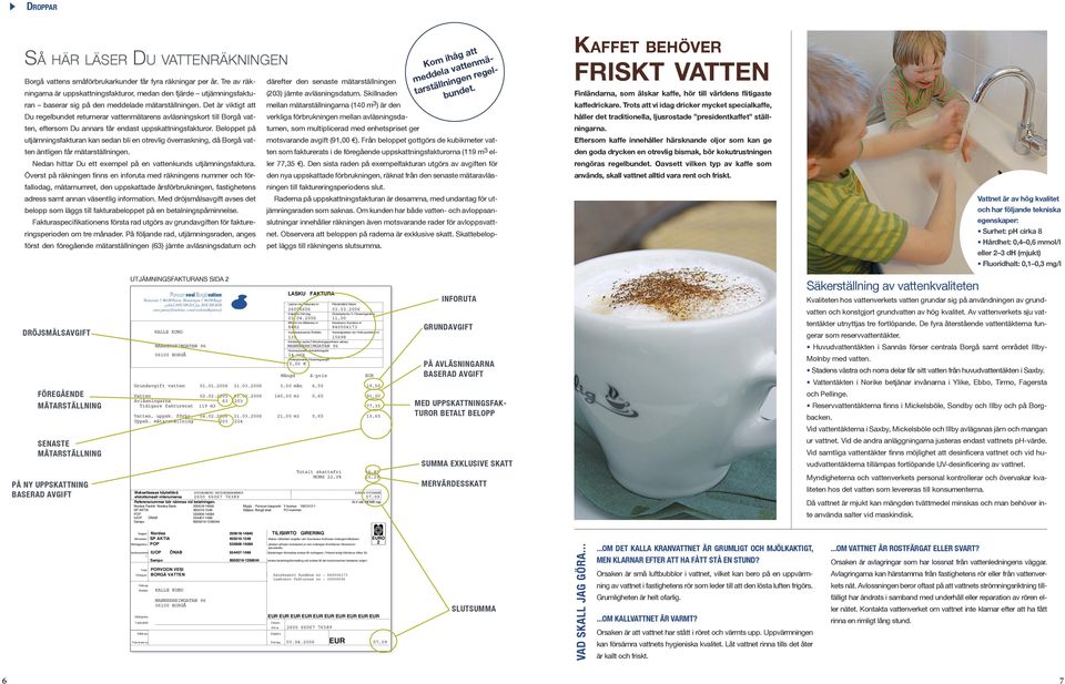 Det är viktigt att Du regelbundet returnerar vattenmätarens avläsningskort till Borgå vatten, eftersom Du annars får endast uppskattningsfakturor.