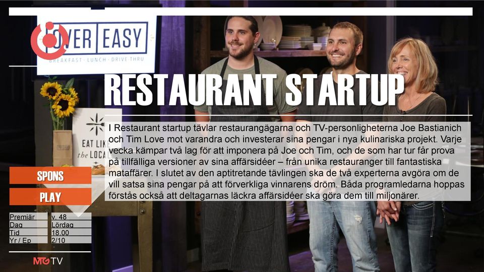 Varje vecka kämpar två lag för att imponera på Joe och Tim, och de som har tur får prova på tillfälliga versioner av sina affärsidéer från unika restauranger till