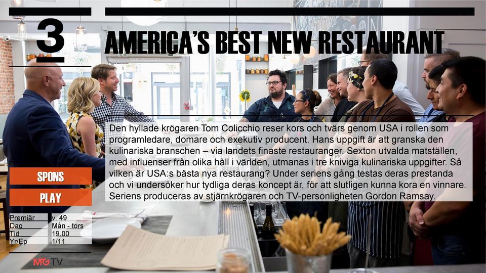 Sexton utvalda matställen, med influenser från olika håll i världen, utmanas i tre kniviga kulinariska uppgifter. Så vilken är USA:s bästa nya restaurang?