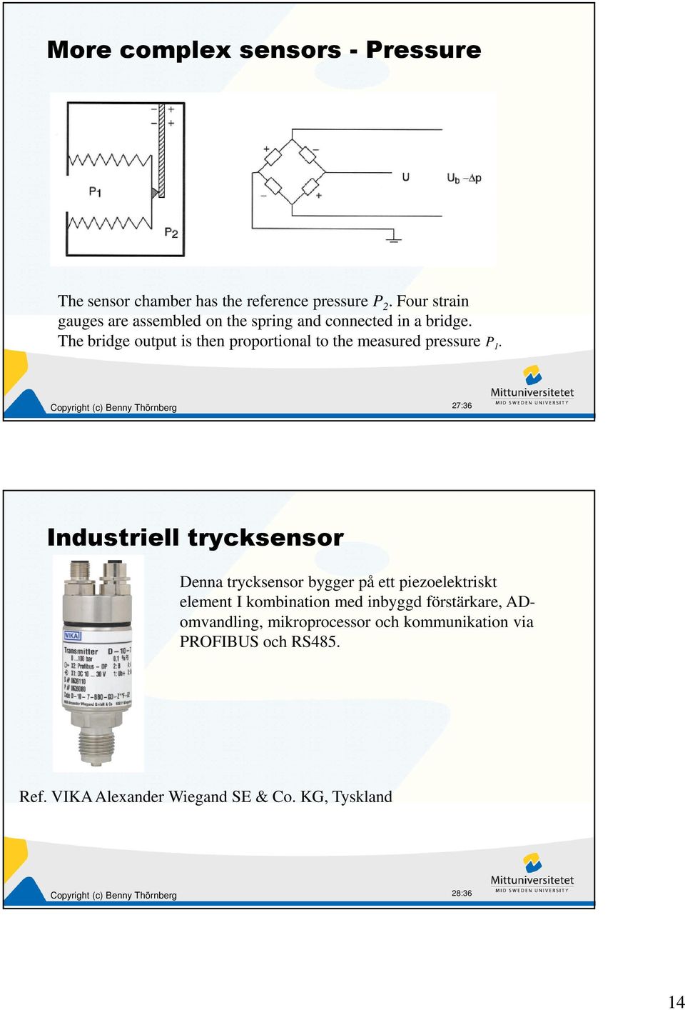 The bridge output is then proportional to the measured pressure P.