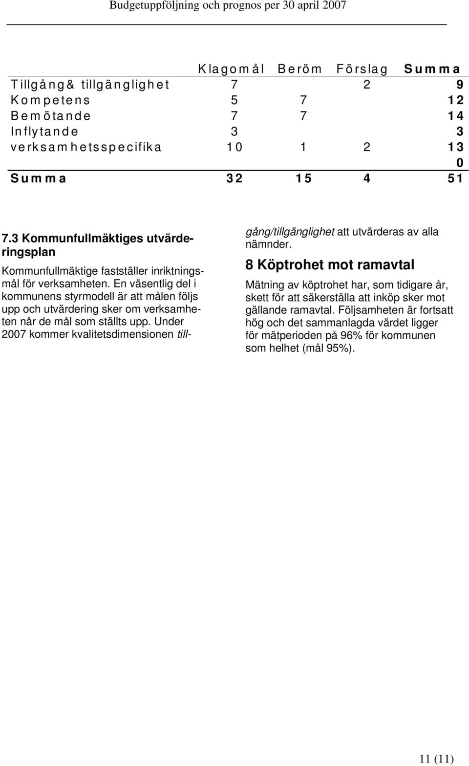 En väsentlig del i kommunens styrmodell är att målen följs upp och utvärdering sker om verksamheten når de mål som ställts upp.