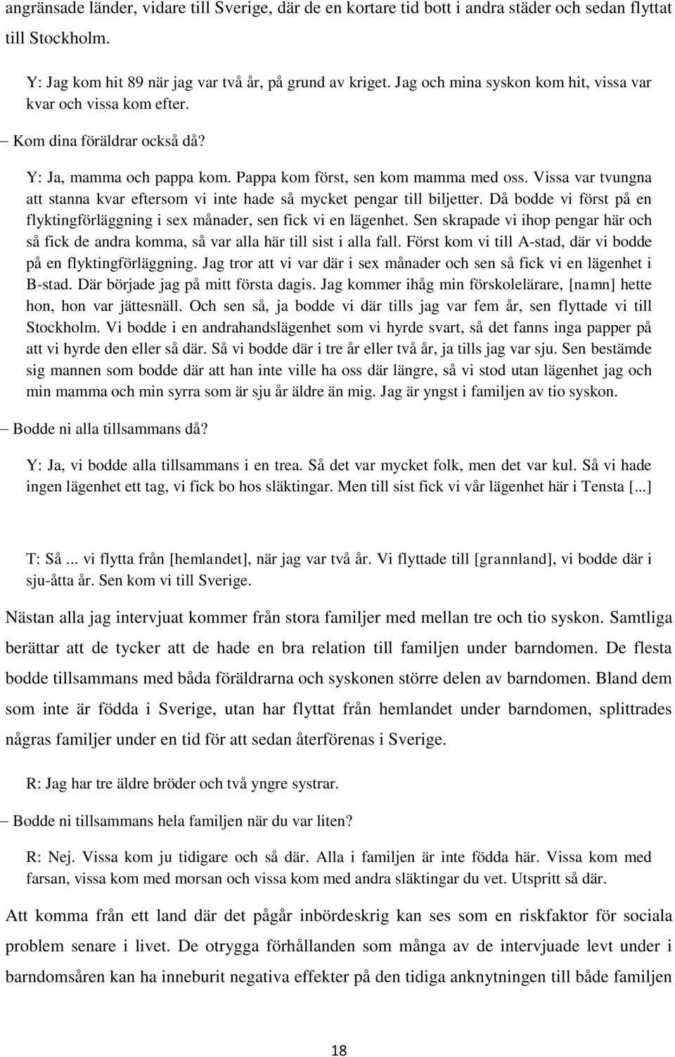 Vissa var tvungna att stanna kvar eftersom vi inte hade så mycket pengar till biljetter. Då bodde vi först på en flyktingförläggning i sex månader, sen fick vi en lägenhet.
