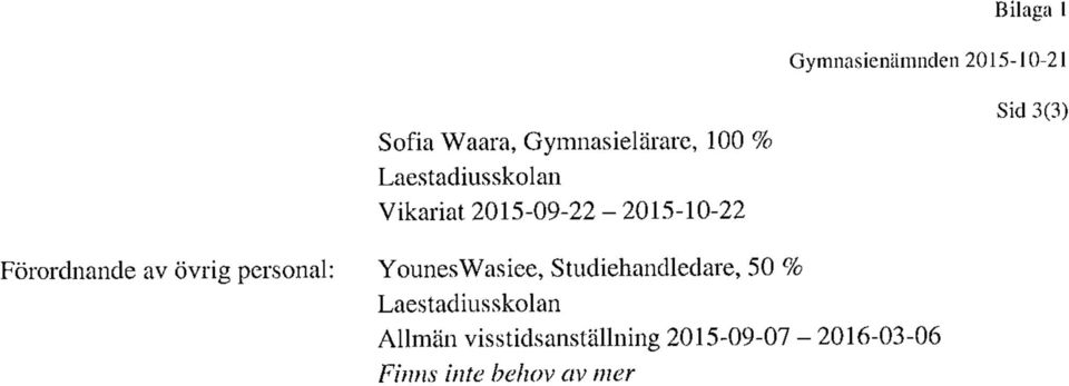personal: YounesWasiee, Studiehandledare, 50 % Allmän