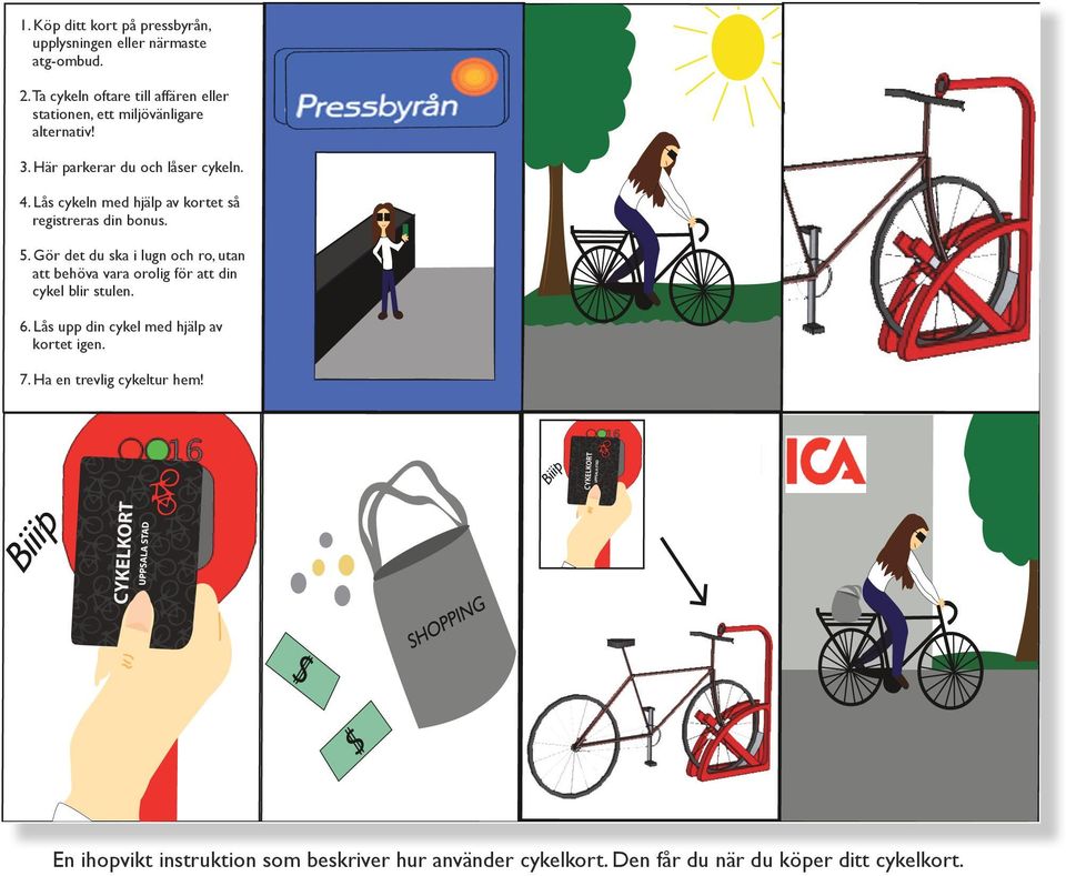 Lås cykeln med hjälp av kortet så registreras din bonus. 5.