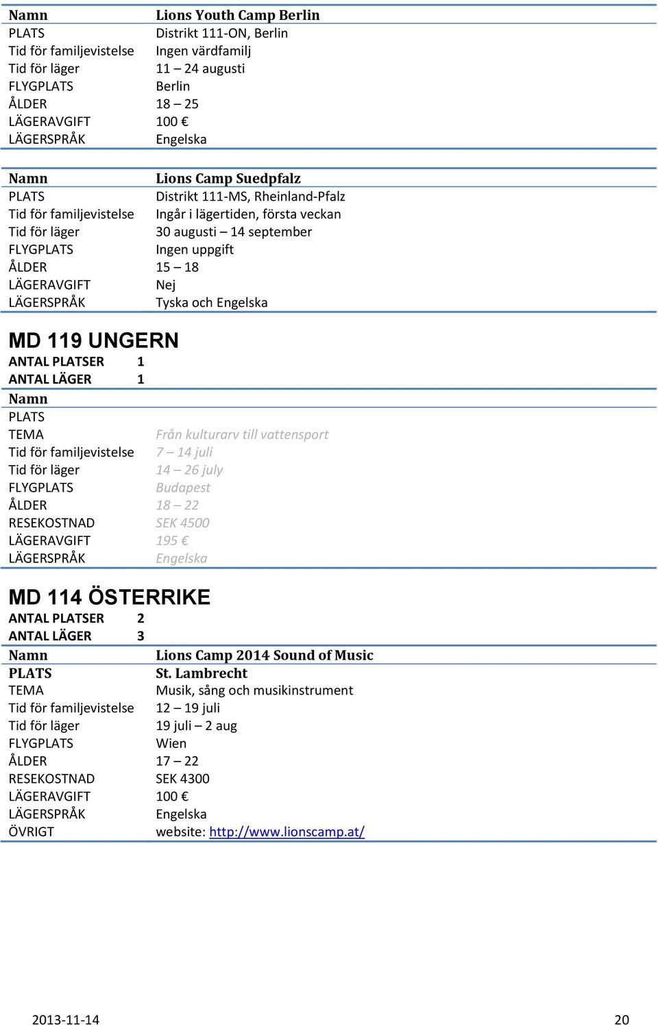 22 RESEKOSTNAD SEK 4500 LÄGERAVGIFT 195 MD 114 ÖSTERRIKE ANTAL ER 2 ANTAL LÄGER 3 FLYG ÅLDER 17 22 RESEKOSTNAD SEK 4300 LÄGERAVGIFT 100 Från kulturarv till vattensport 7