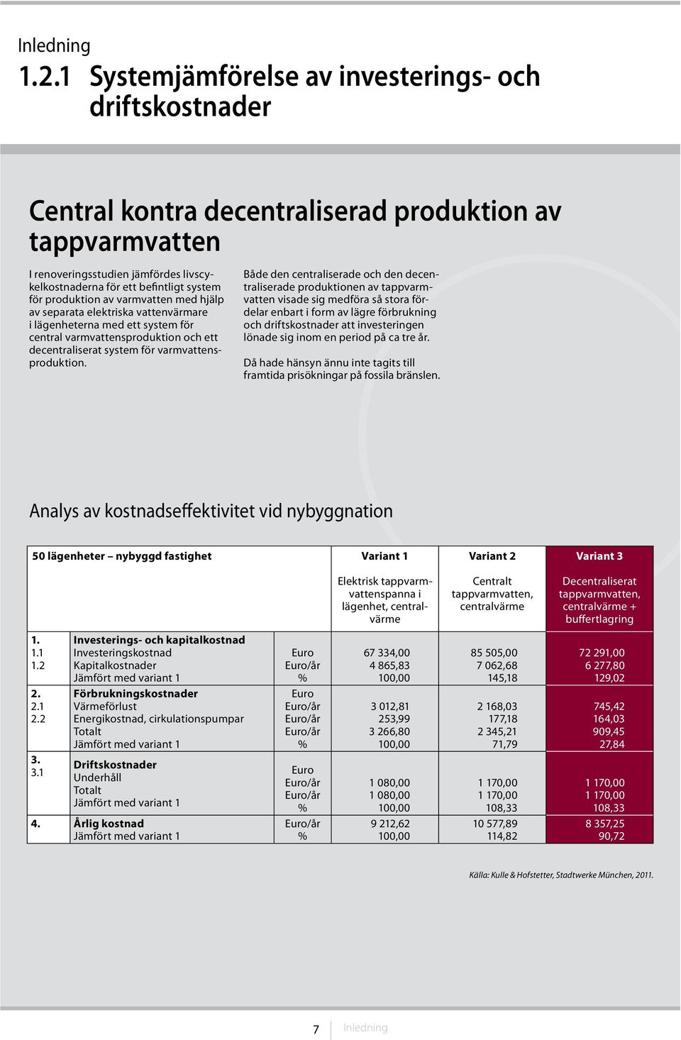 produktion av varmvatten med hjälp av separata elektriska vattenvärmare i lägenheterna med ett system för central varmvattensproduktion och ett decentraliserat system för varmvattensproduktion.