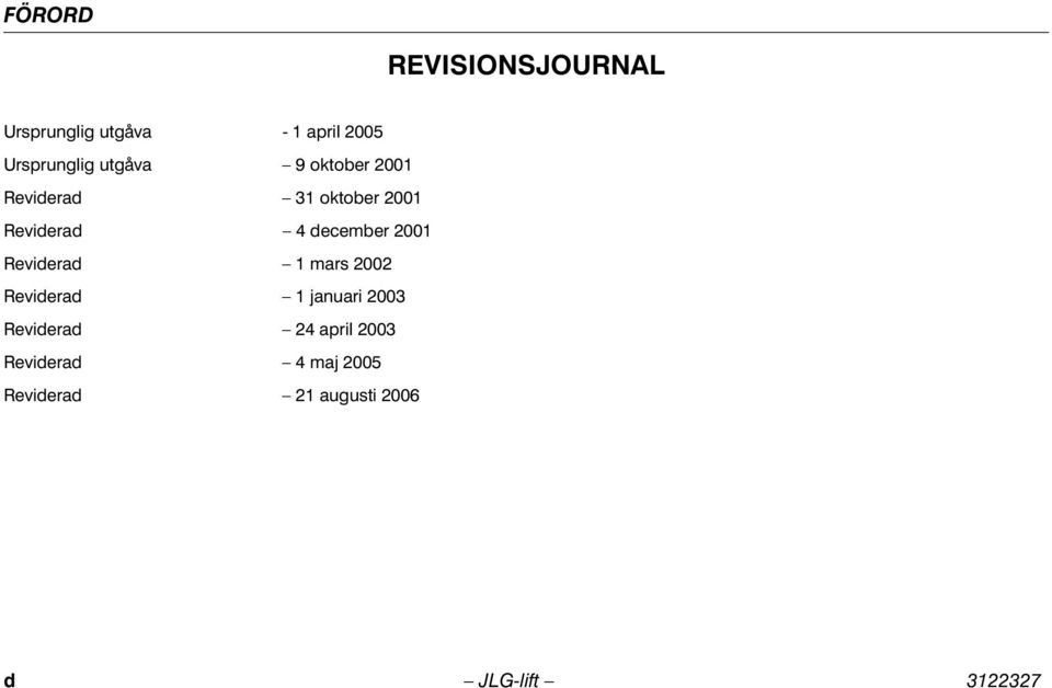 2001 Reviderad 1 mars 2002 Reviderad 1 januari 2003 Reviderad 24