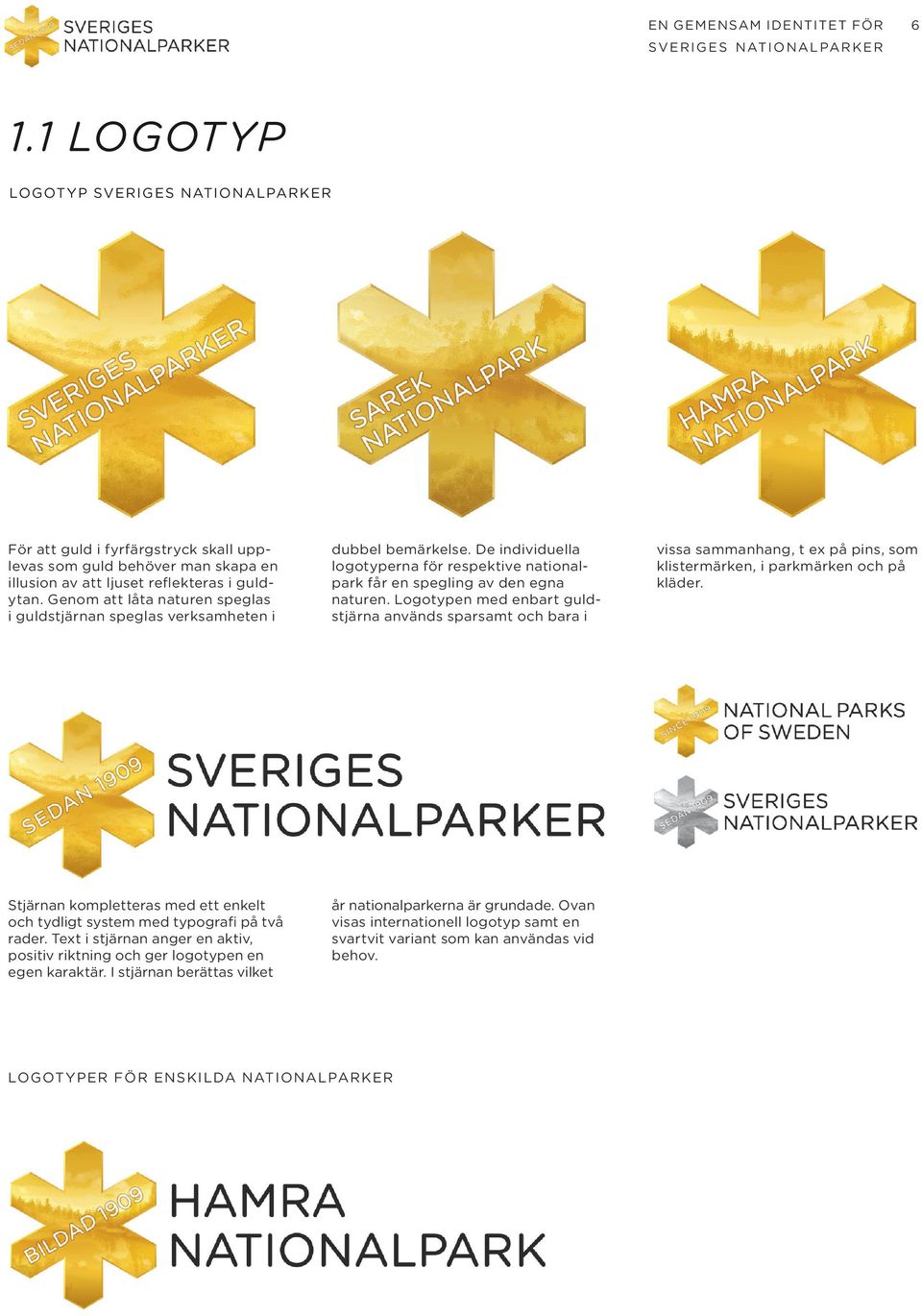 Logotypen med enbart guldstjärna används sparsamt och bara i vissa sammanhang, t ex på pins, som klistermärken, i parkmärken och på kläder.