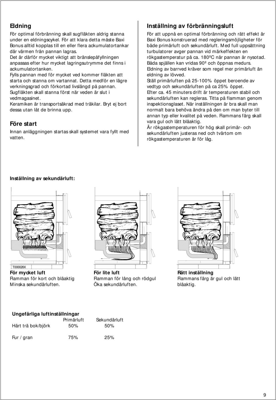 Det är därför mycket viktigt att bränslepåfyllningen anpassas efter hur mycket lagringsutrymme det finns i ackumulatortanken.