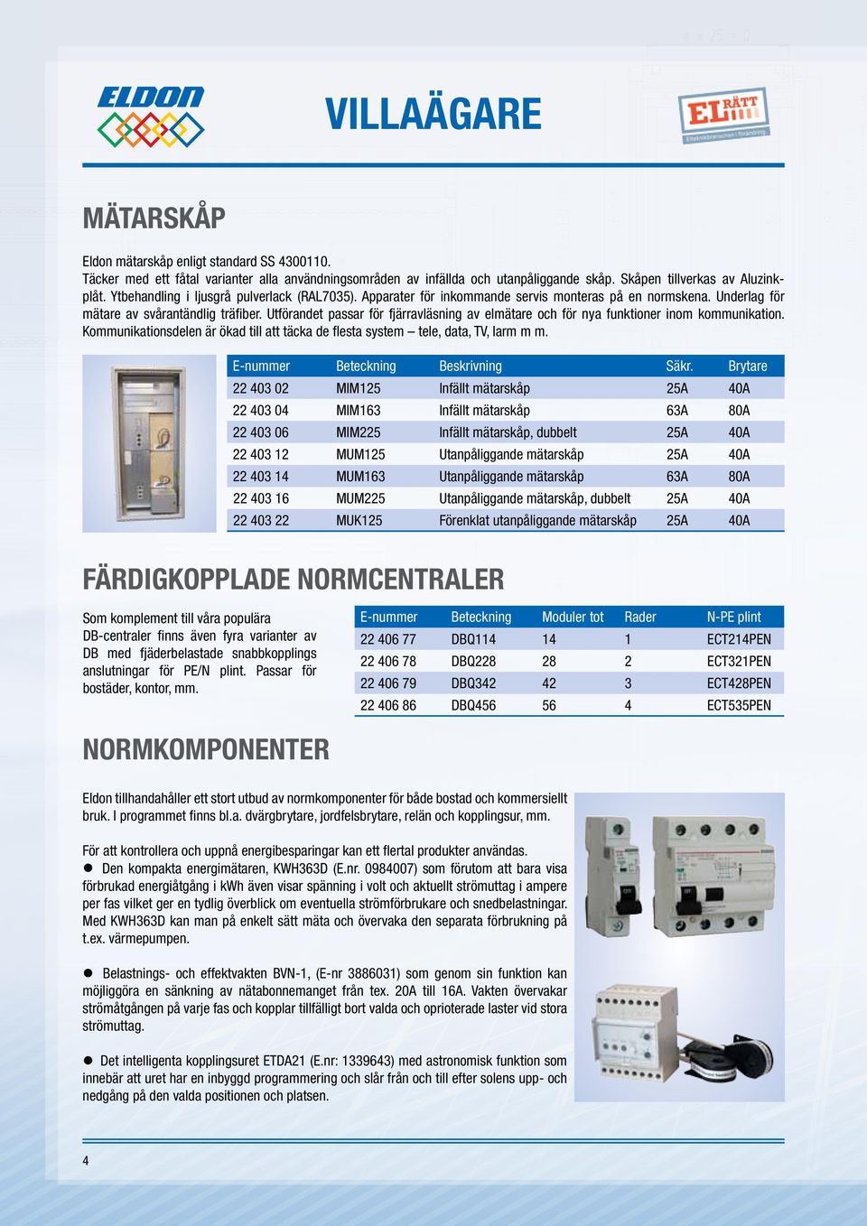 Utförandet passar för fjärravläsning av elmätare och för nya funktioner inom kommunikation. Kommunikationsdelen är ökad till att täcka de flesta system tele, data, TV, larm m m.