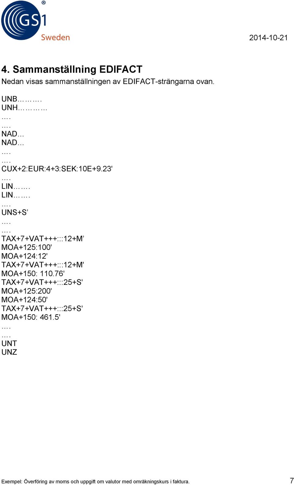 23' LIN LIN UNS+S TAX+7+VAT+++:::12+M MOA+125:100' MOA+124:12' TAX+7+VAT+++:::12+M' MOA+150: 110.