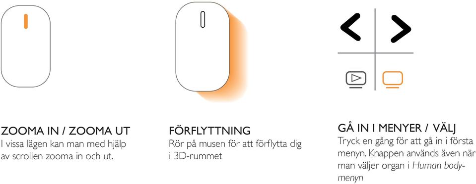 FÖRFLYTTNING i 3D-rummet GÅ IN I MENYER / VÄLJ Tryck en