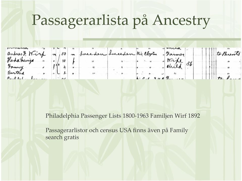 1800-1963 Familjen Wirf 1892