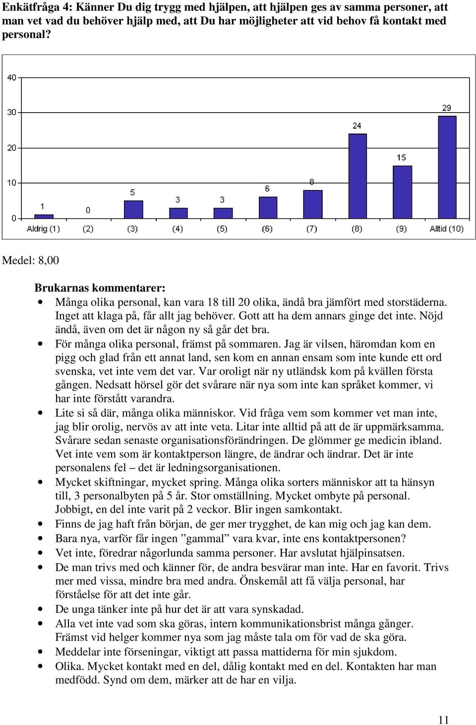 Nöjd ändå, även om det är någon ny så går det bra. För många olika personal, främst på sommaren.