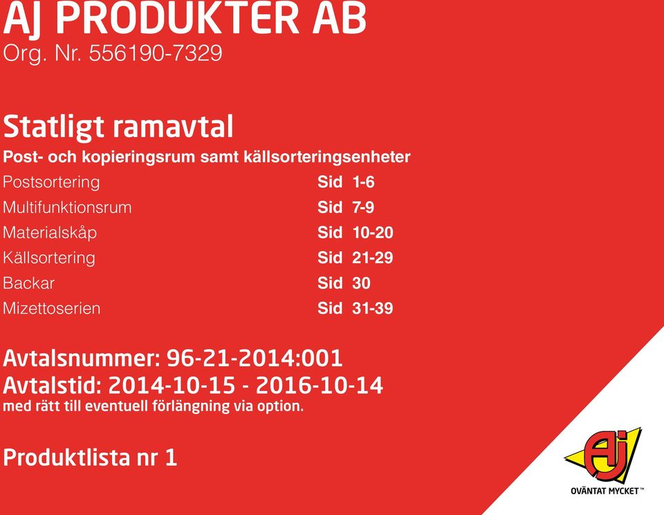 Postsortering Sid 1-6 Multifunktionsrum Sid 7-9 Materialskåp Sid 10-20 Källsortering Sid