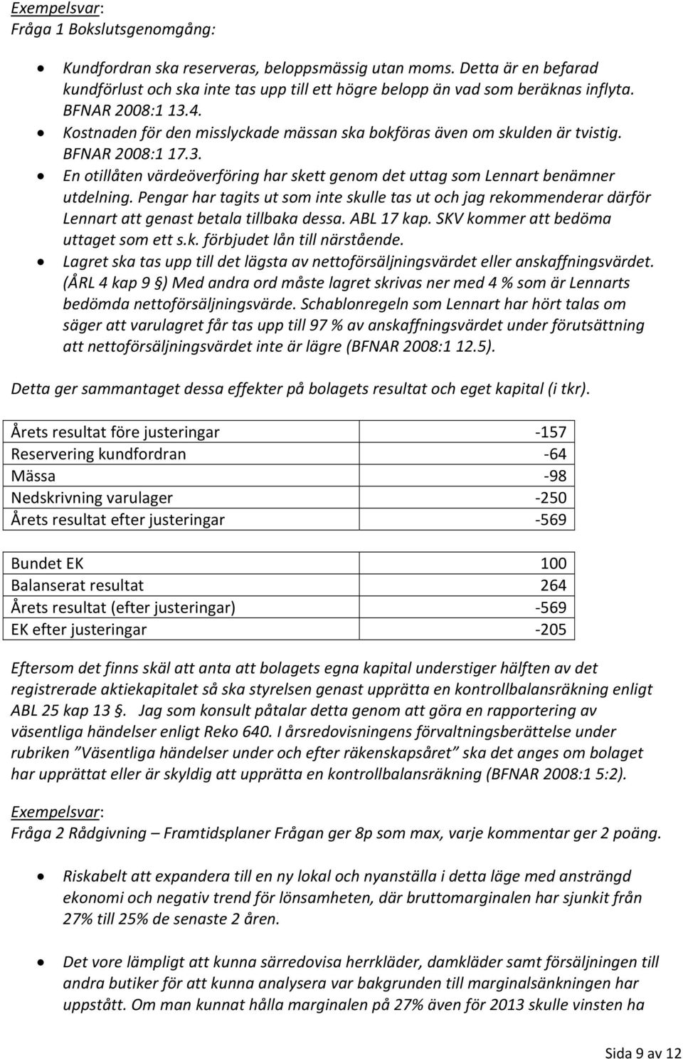 Pengar har tagits ut som inte skulle tas ut och jag rekommenderar därför Lennart att genast betala tillbaka dessa. ABL 17 kap. SKV kommer att bedöma uttaget som ett s.k. förbjudet lån till närstående.