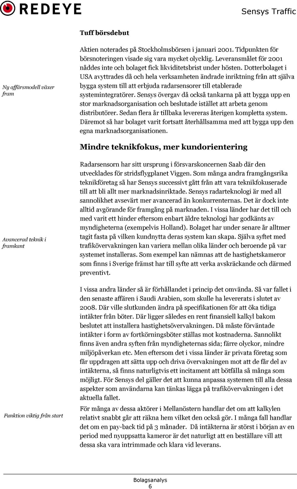 Dotterbolaget i USA avyttrades då och hela verksamheten ändrade inriktning från att själva bygga system till att erbjuda radarsensorer till etablerade systemintegratörer.