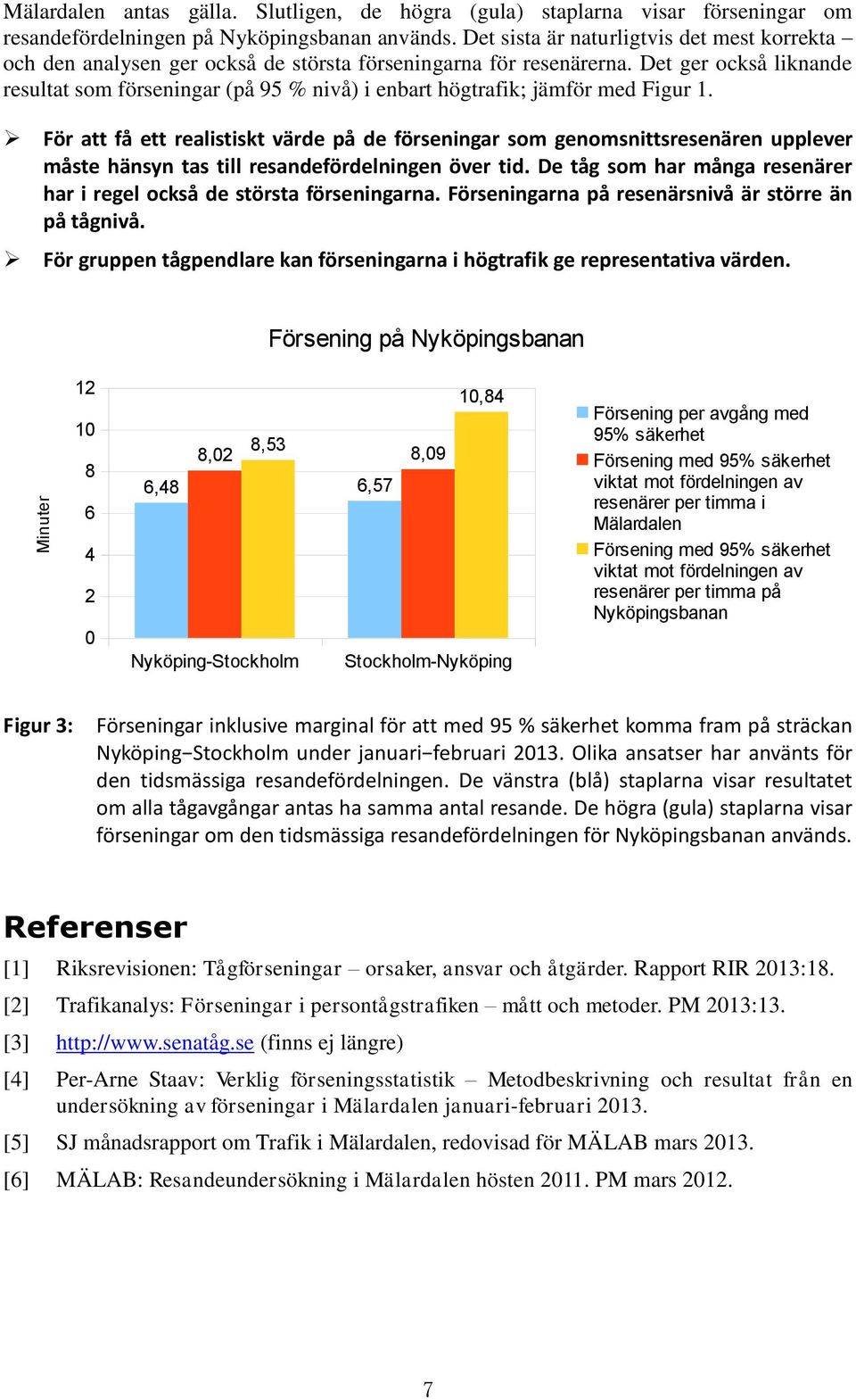 Det ger också liknande resultat som förseningar (på 95 % nivå) i enbart högtrafik; jämför med Figur 1.