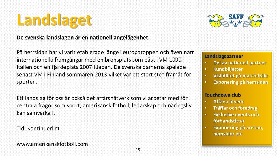 De svenska damerna spelade senast VM i Finland sommaren 2013 vilket var ett stort steg framåt för sporten.