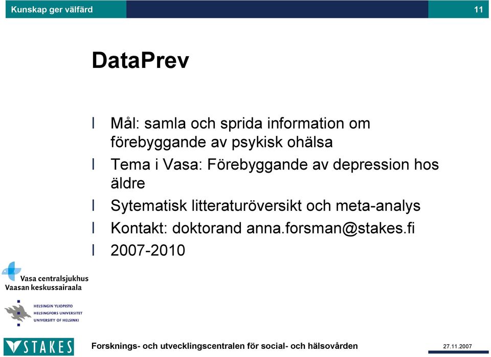 Förebyggande av depression hos äldre Sytematisk