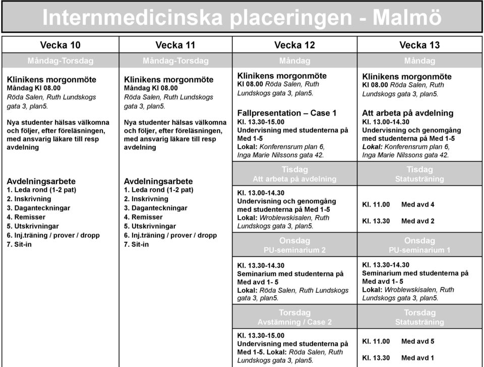 Måndag- Måndag Måndag