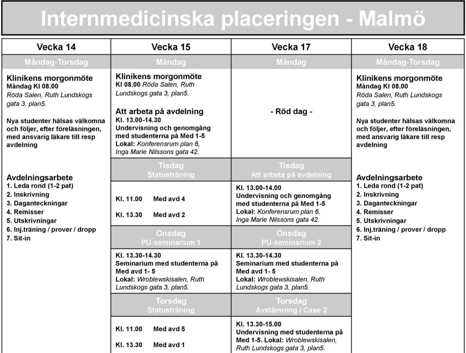 Måndag- - Röd dag - Kl. 13.