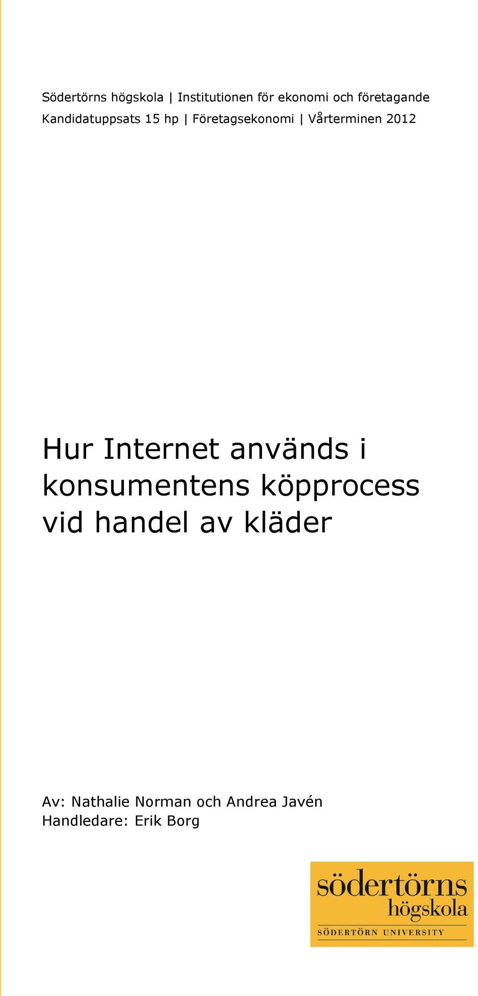 Vårterminen 2012 Hur Internet används i konsumentens