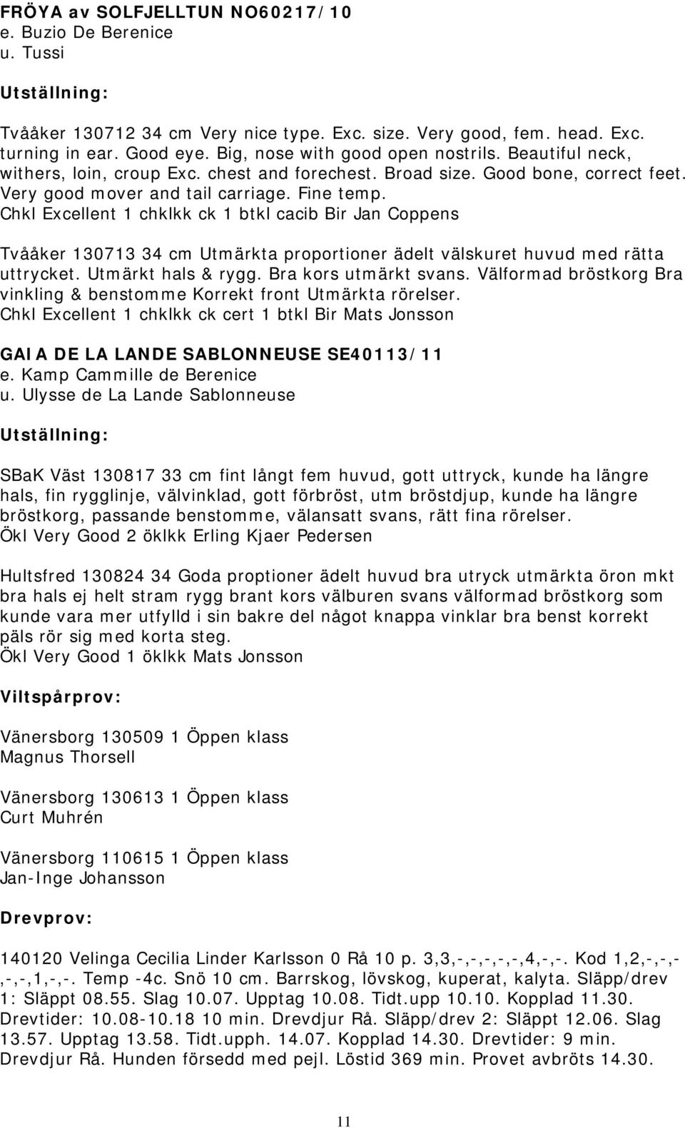 Chkl Excellent 1 chklkk ck 1 btkl cacib Bir Jan Coppens Tvååker 130713 34 cm Utmärkta proportioner ädelt välskuret huvud med rätta uttrycket. Utmärkt hals & rygg. Bra kors utmärkt svans.