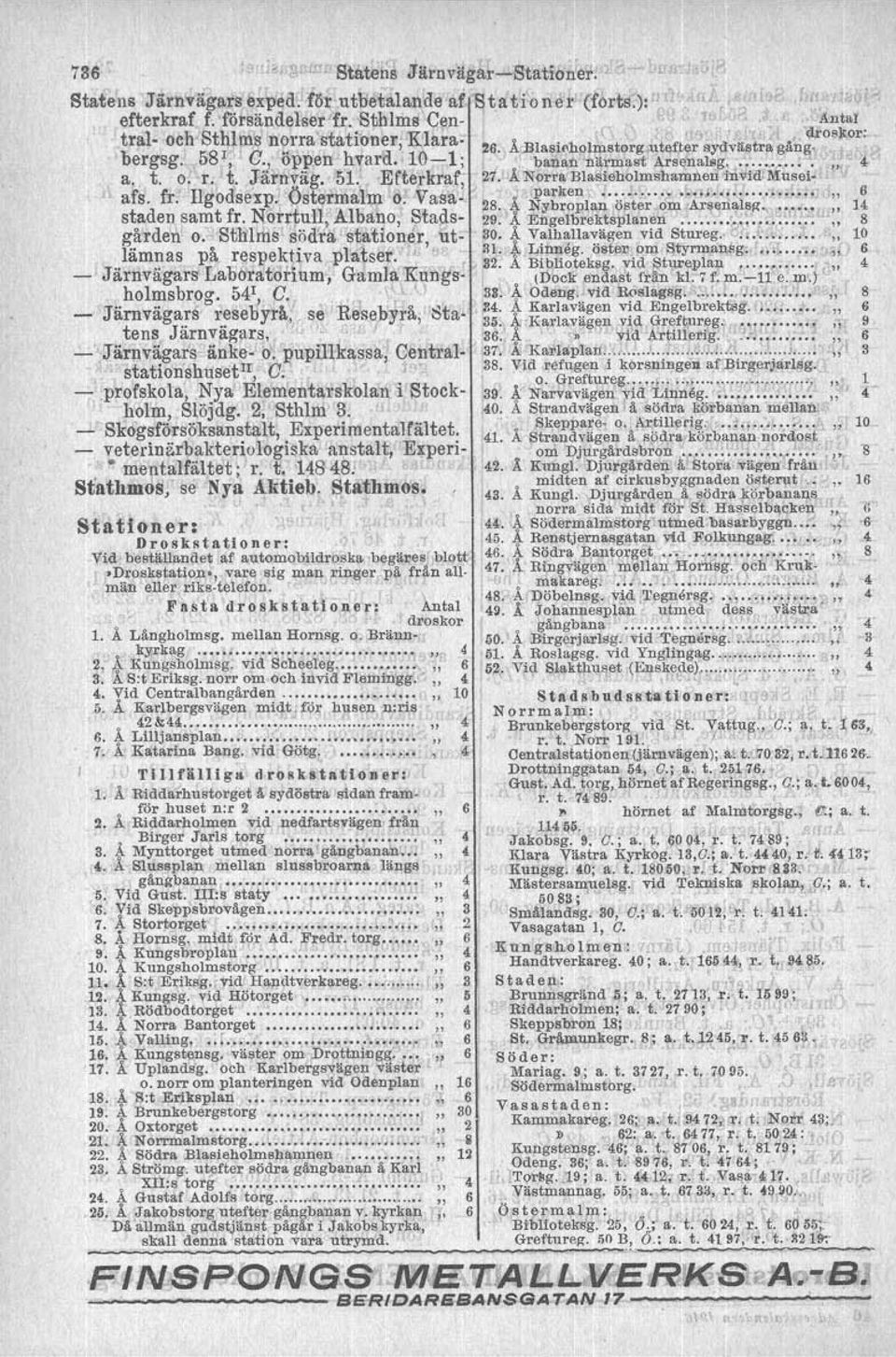 10-l, bana'" tlä!m'fbt ArBenalBg,... ~... " 4- a. t. o. r. t. Jät'nväg. 51. 'ECterkraf;' 21.rÅN?rraBll.{ehOlmBhamnen1~"id.MuBei. afs. fi:. Ilgodsexp, Östermalm 3~Vasa parken,.::~,....,.,. ~......, " 164 d f N '.