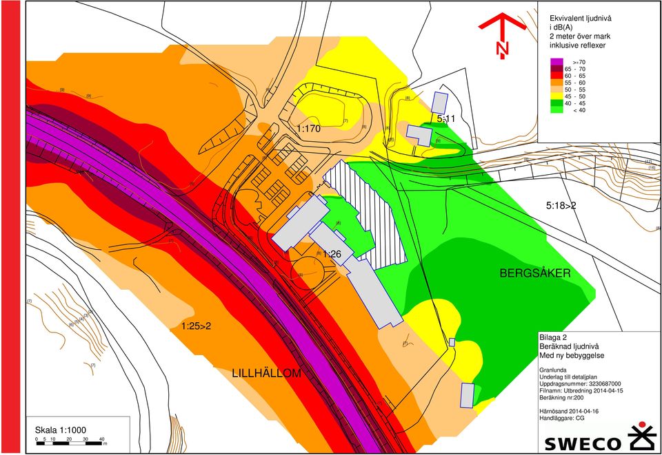 Beräknad ljudnivå Med 5:18>1 ny bebyggelse LILLHÄLLOM Granlunda Underlag till detaljplan Uppdragsnummer: