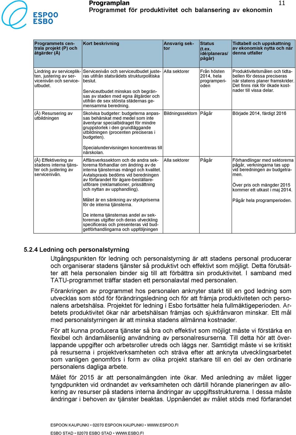 (Å) Resursering av utbildningen Servicenivån och serviceutbudet justeras utifrån statsrådets strukturpolitiska beslut.