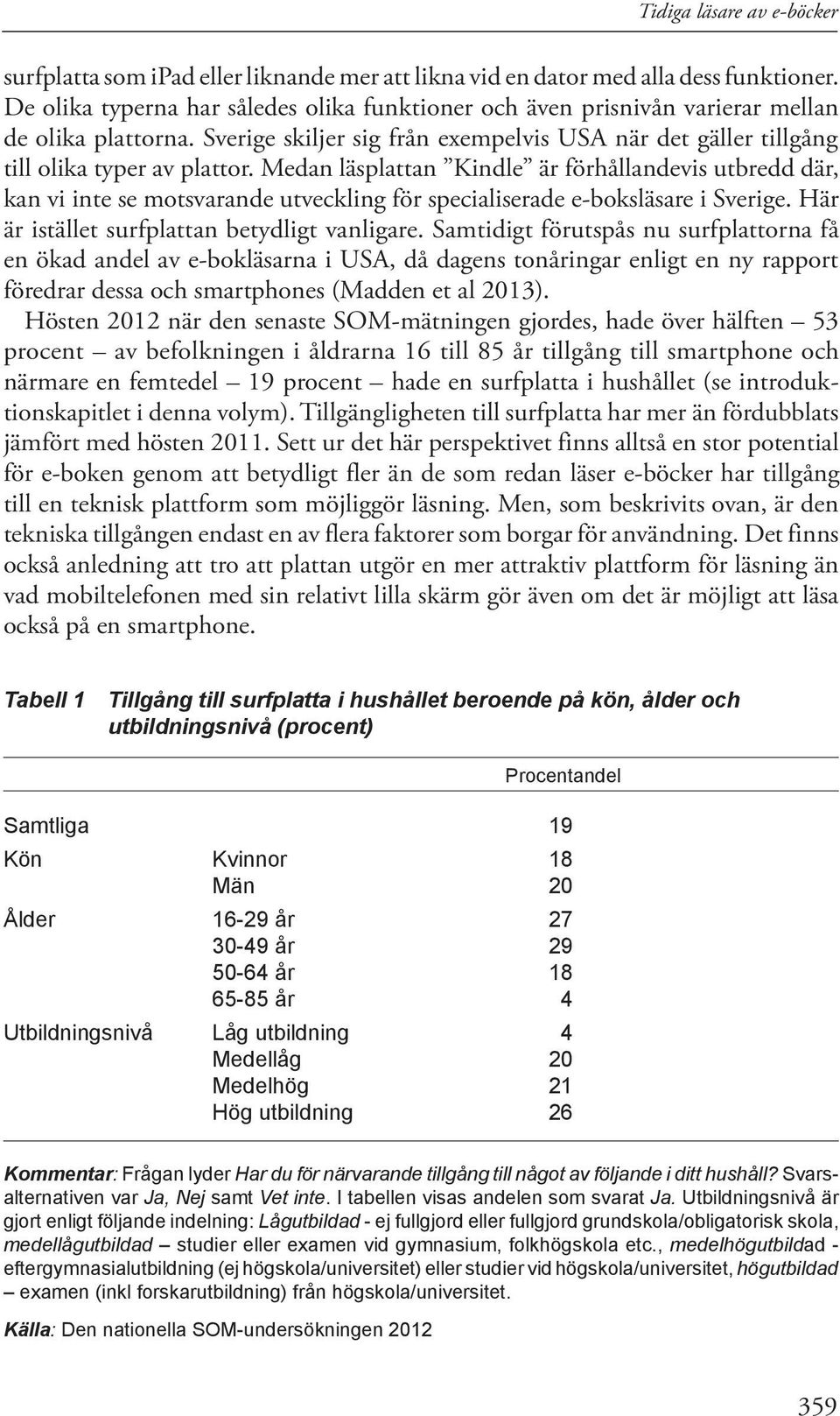 Medan läsplattan Kindle är förhållandevis utbredd där, kan vi inte se motsvarande utveckling för specialiserade e-boksläsare i Sverige. Här är istället surfplattan betydligt vanligare.