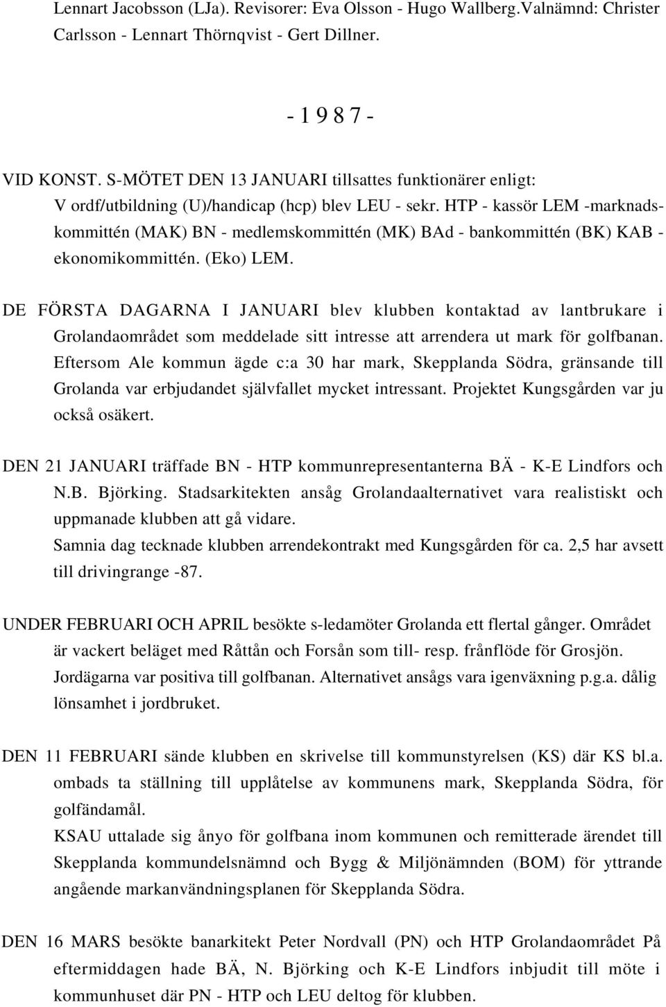 HTP - kassör LEM -marknadskommittén (MAK) BN - medlemskommittén (MK) BAd - bankommittén (BK) KAB - ekonomikommittén. (Eko) LEM.