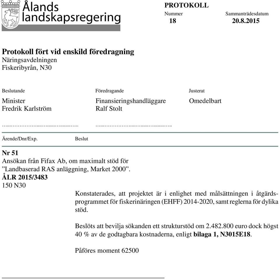 Finansieringshandläggare Omedelbart............................ Ärende/Dnr/Exp.