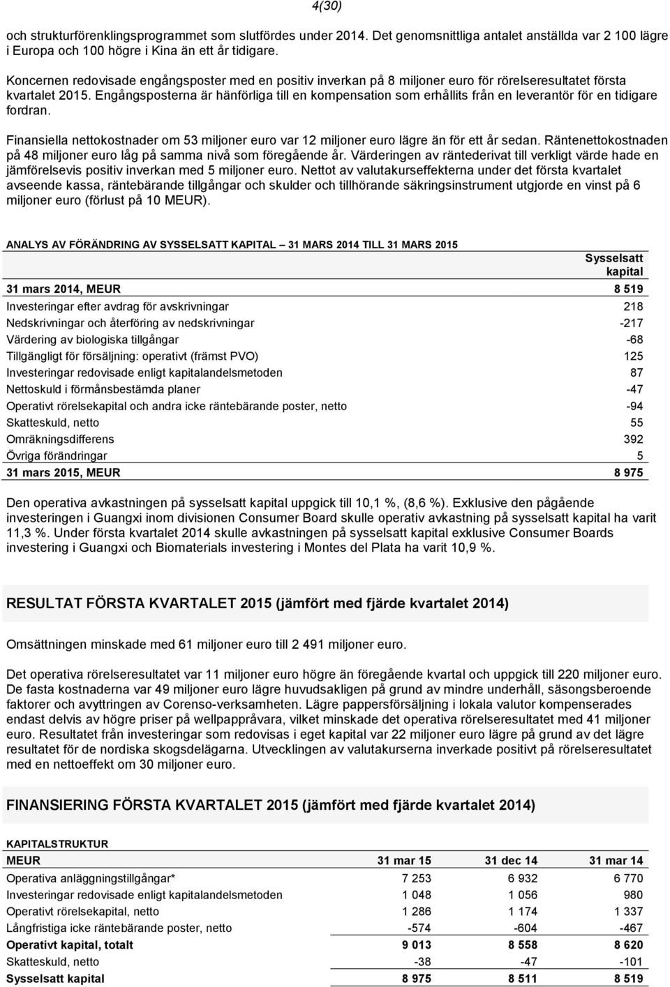 Engångsposterna är hänförliga till en kompensation som erhållits från en leverantör för en tidigare fordran.