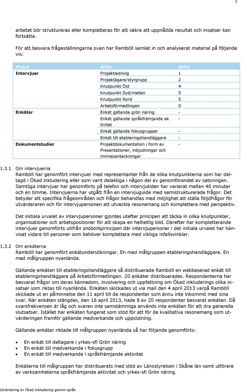 Syd/mellan 5 Knutpunkt Nord 5 Arbetsförmedlingen 0 Enkäter Enkät gällande grön näring - Enkät gällande språkfrämjande ak - tivitet Enkät gällande fokusgrupper - Enkät till etableringshandläggare -