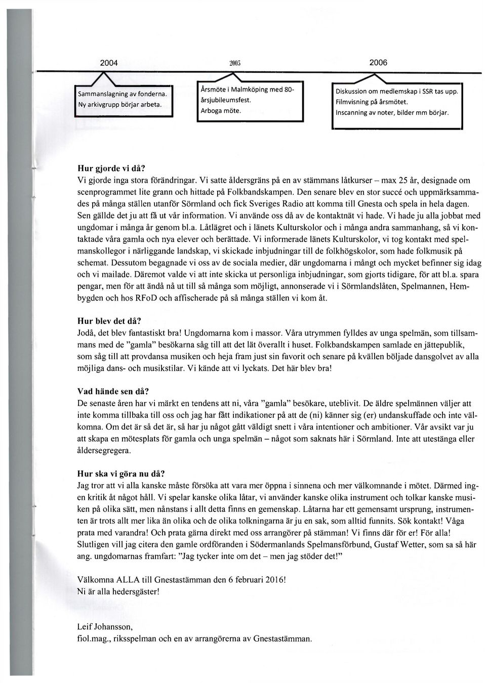 Vi satte åldersgräns på en av stämmans låtkurser - max 25 år, designade om scenprogrammet lite grann och hittade på Folkbandskampen.