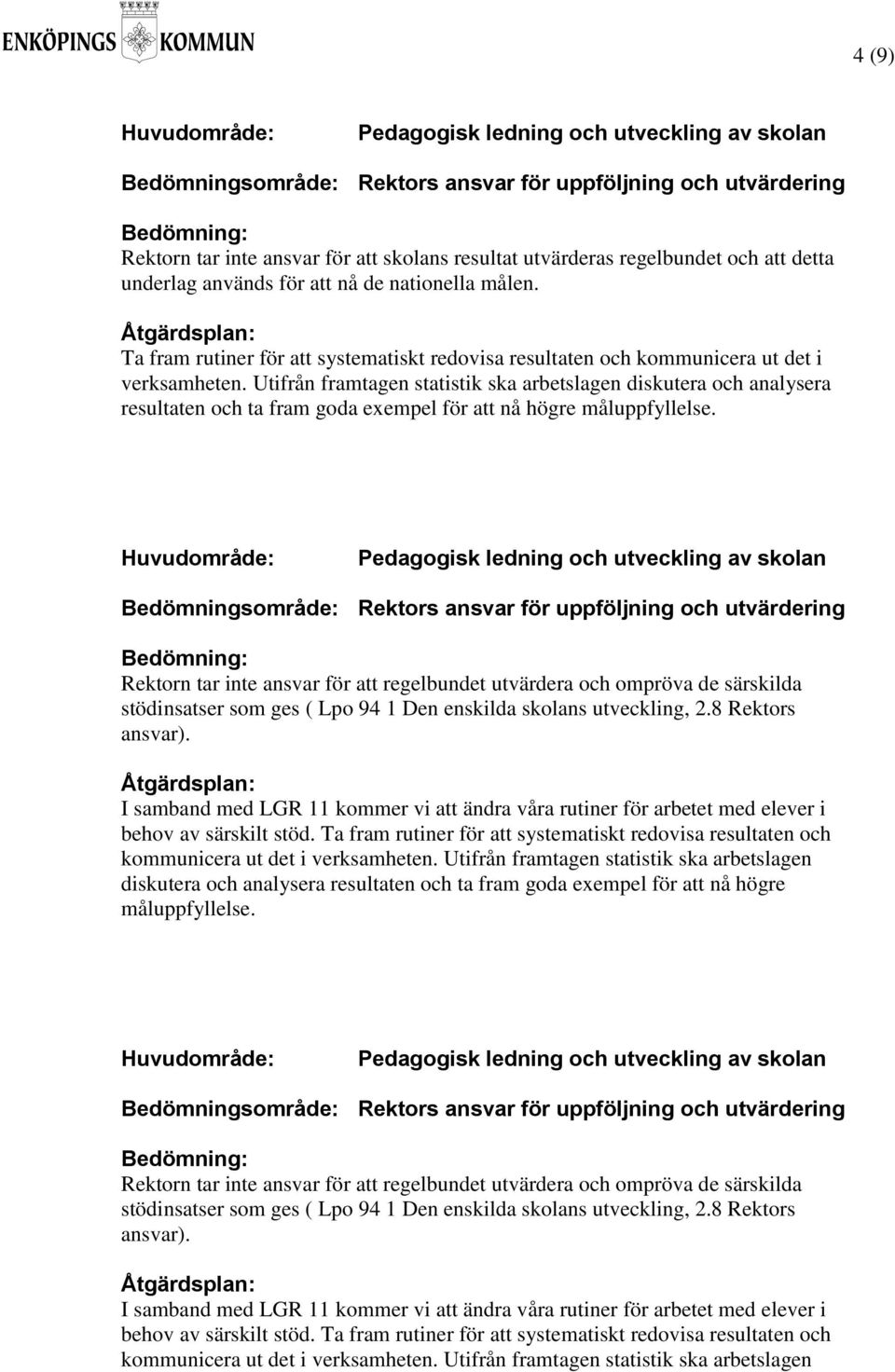 Utifrån framtagen statistik ska arbetslagen diskutera och analysera resultaten och ta fram goda exempel för att nå högre måluppfyllelse.