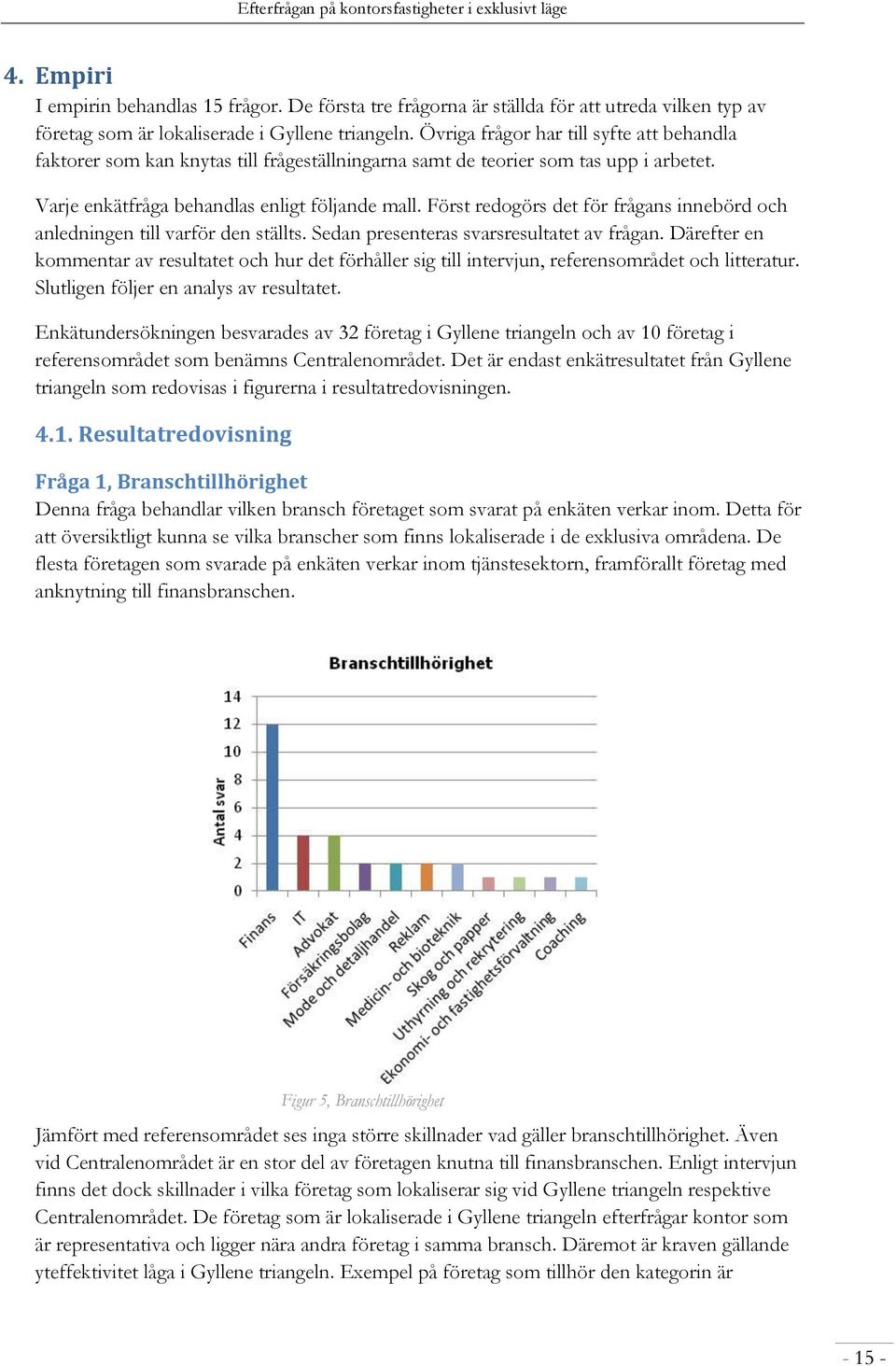 Först redogörs det för frågans innebörd och anledningen till varför den ställts. Sedan presenteras svarsresultatet av frågan.