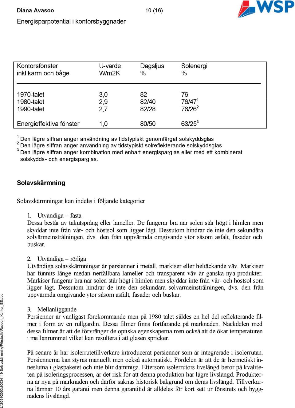 anger kombination med enbart energisparglas eller med ett kombinerat solskydds- och energisparglas. Solavskärmning Solavskärmningar kan indelas i följande kategorier 1.