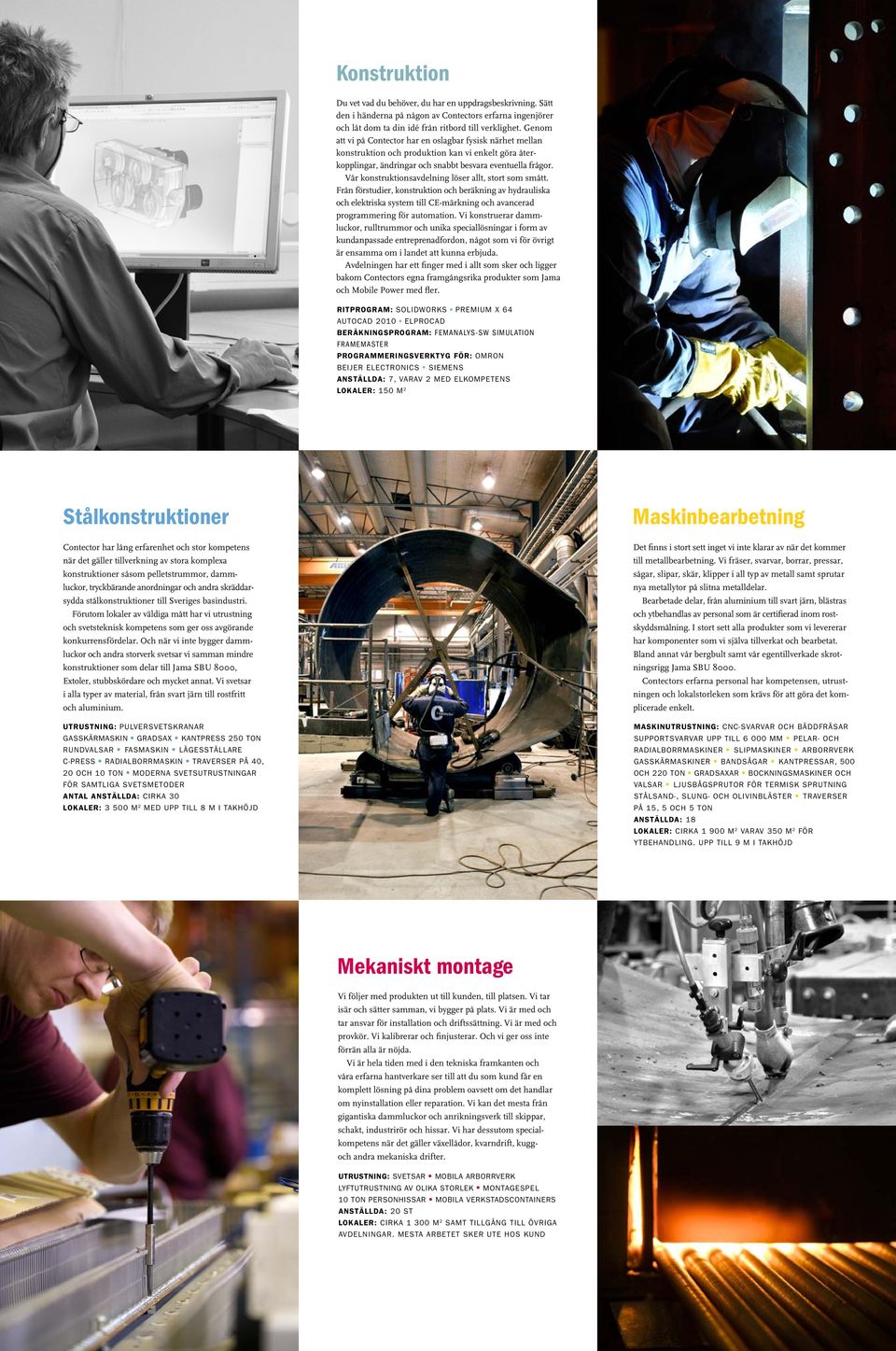 Vår konstruktionsavdelning löser allt, stort som smått. Från förstudier, konstruktion och beräkning av hydrauliska och elektriska system till CE-märkning och avancerad programmering för automation.