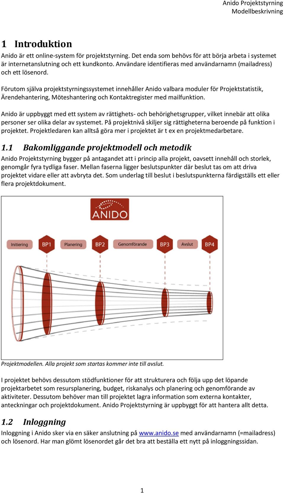 Förutom själva projektstyrningssystemet innehåller Anido valbara moduler för Projektstatistik, Ärendehantering, Möteshantering och Kontaktregister med mailfunktion.