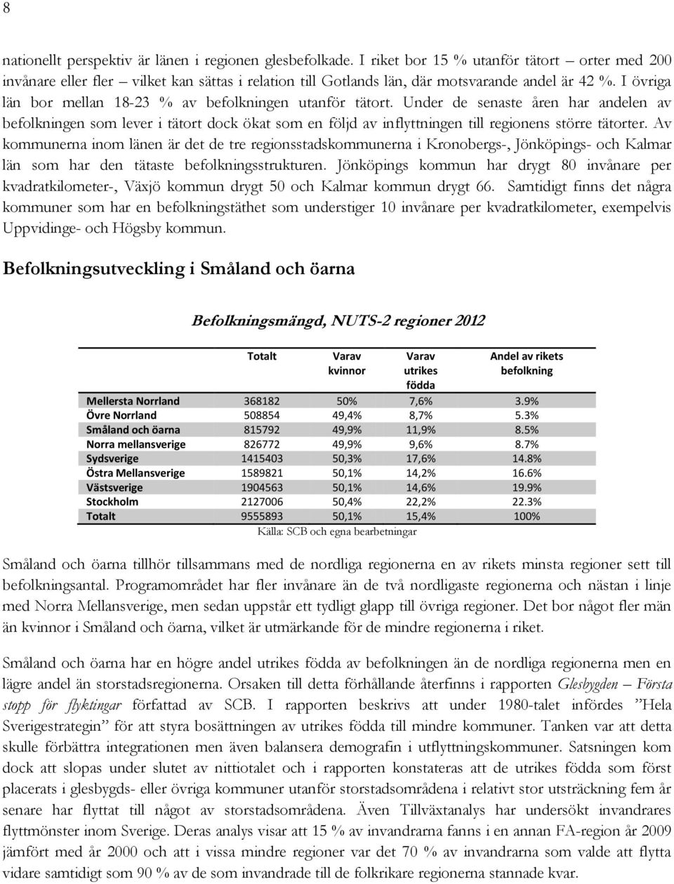 I övriga län bor mellan 18-23 % av befolkningen utanför tätort.