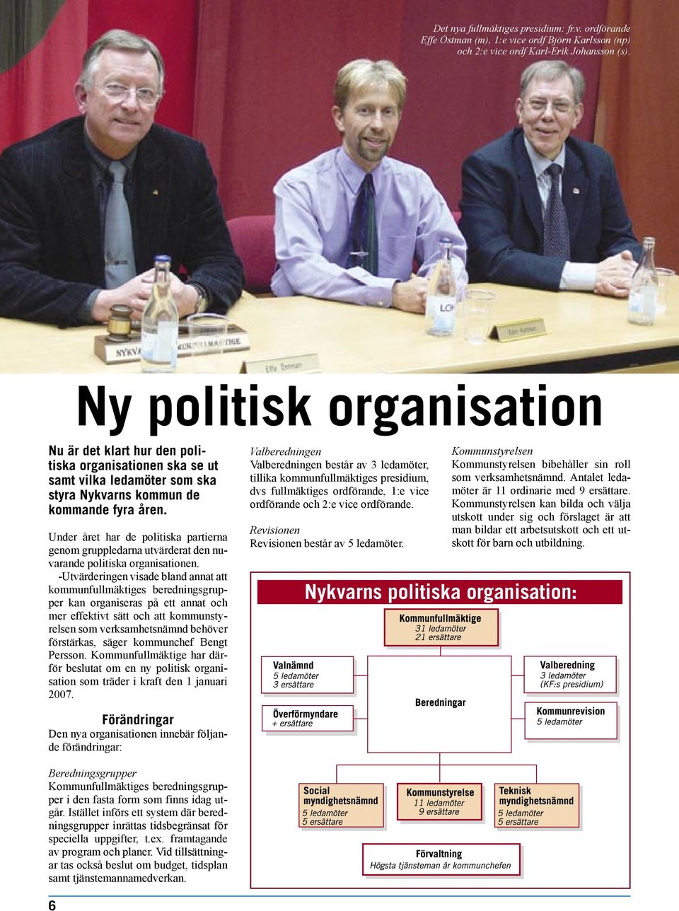 Under året har de politiska partierna genom gruppledarna utvärderat den nuvarande politiska organisationen.