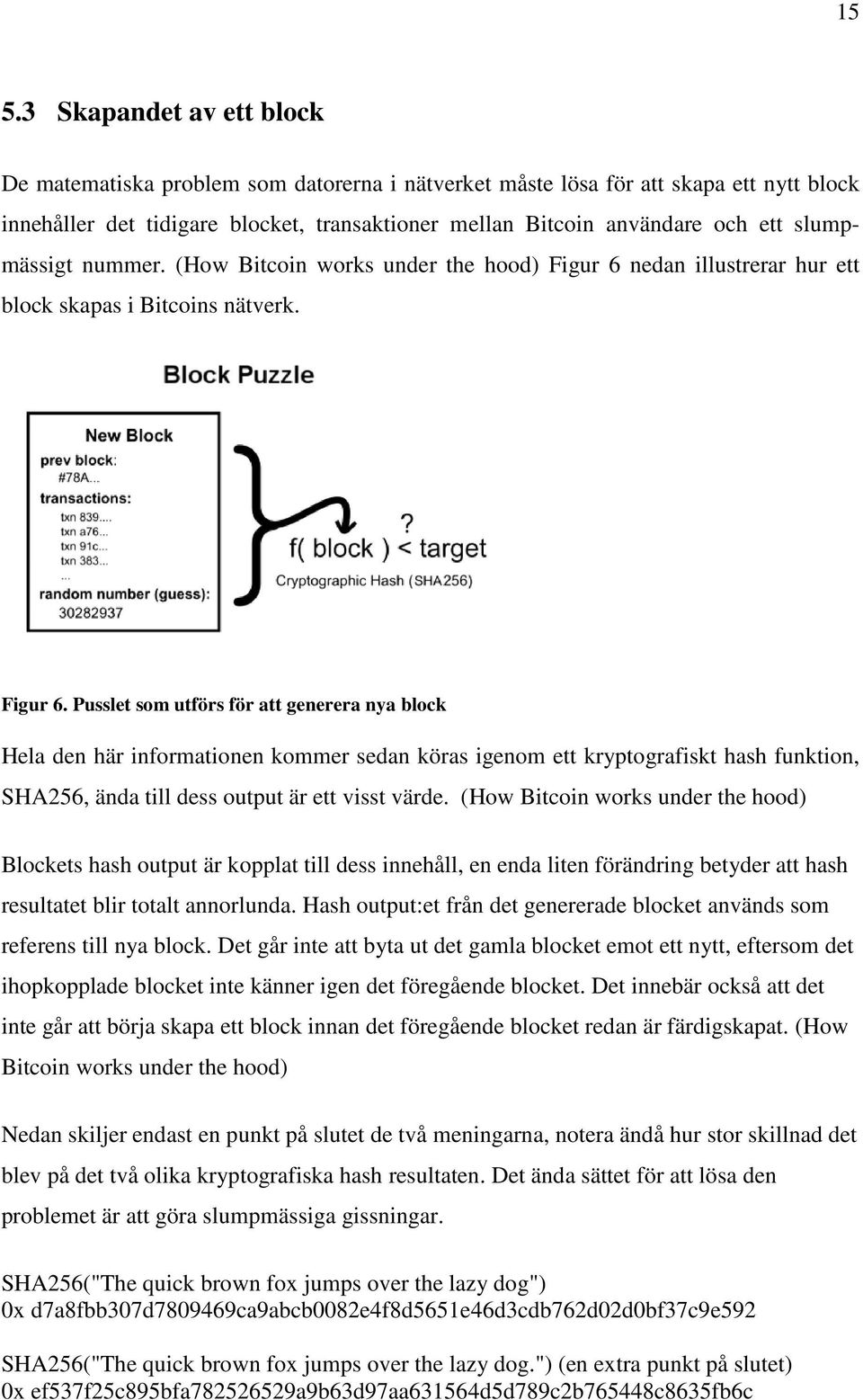 nedan illustrerar hur ett block skapas i Bitcoins nätverk. Figur 6.