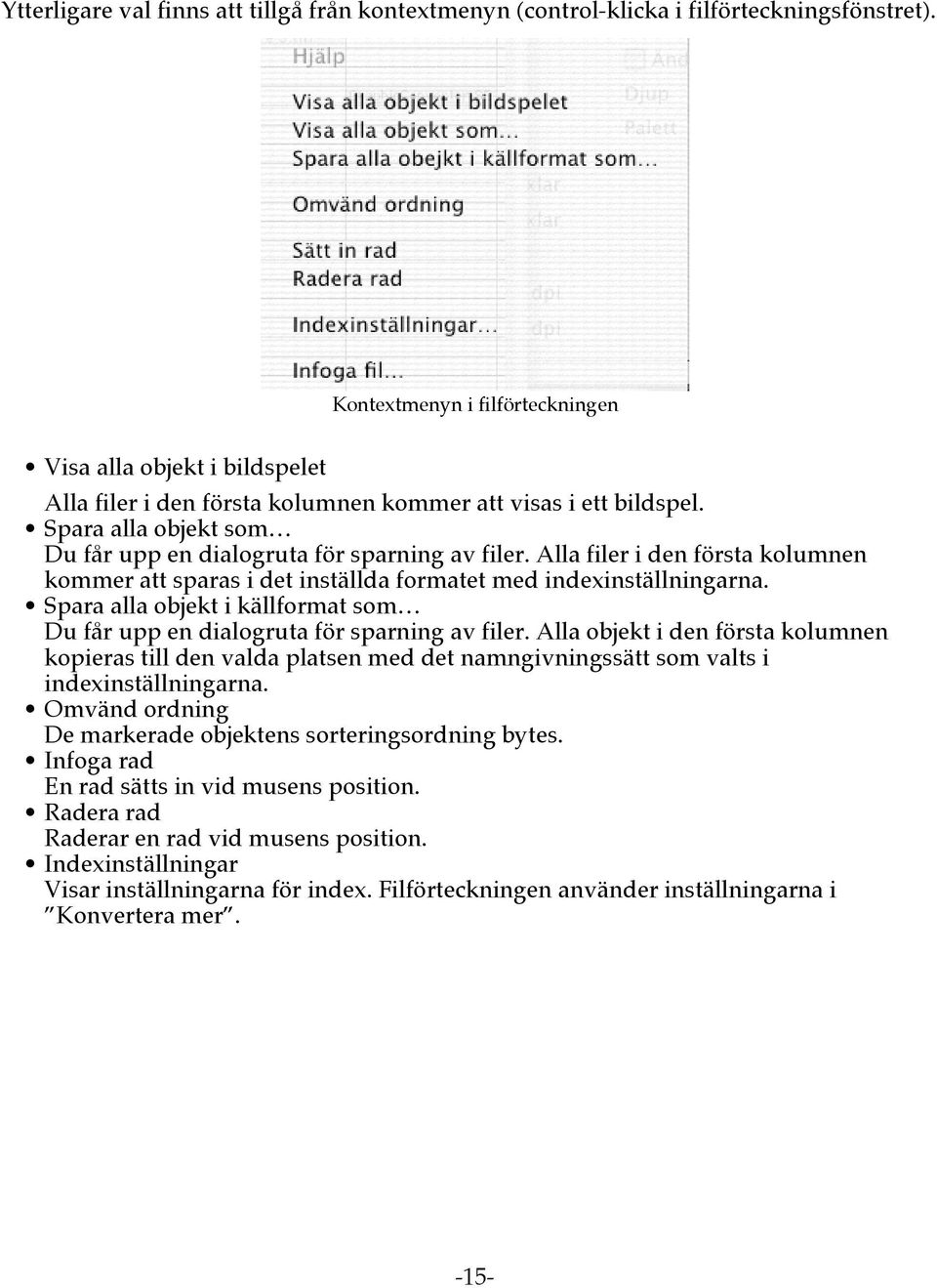 Alla filer i den första kolumnen kommer att sparas i det inställda formatet med indexinställningarna. Spara alla objekt i källformat som Du får upp en dialogruta för sparning av filer.